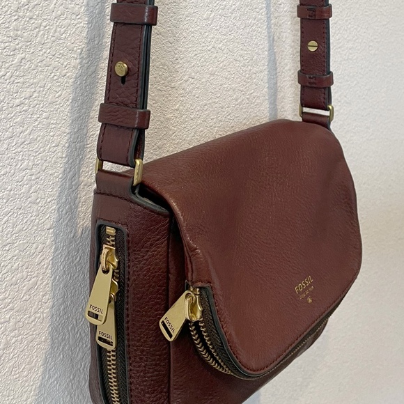 Fossil Preston Brown Leather expandable crossbody bag - Picture 2 of 9